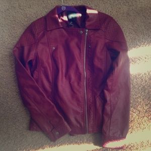 Forever 21 faux red leather jacket large