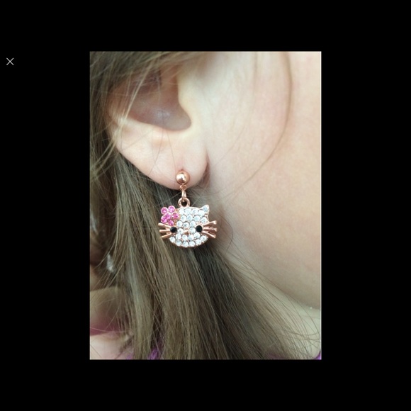 Lovely Cat Stud 18K Rose Gold Plate earrings - Picture 2 of 3