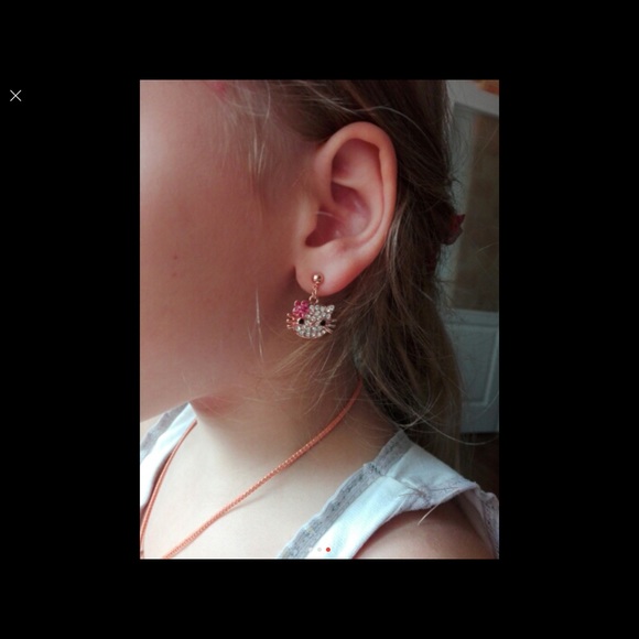 Lovely Cat Stud 18K Rose Gold Plate earrings - Picture 3 of 3