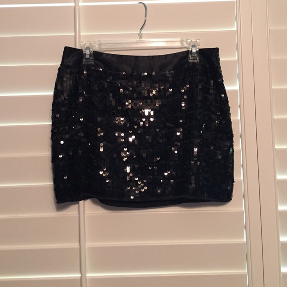 Express Black Sequin Mini Skirt