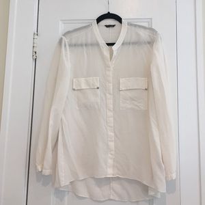 Cream 100% silk Massimo Dutti sheer button down
