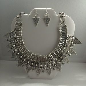 Fringe Medallions Necklaces set silver