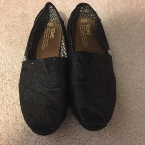 Toms Blck Sparkly Glitter Flats