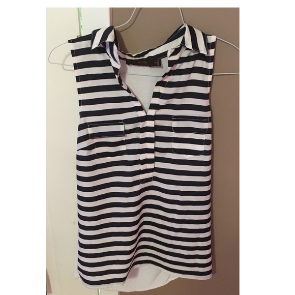 The Limited navy and white striped blouse XS