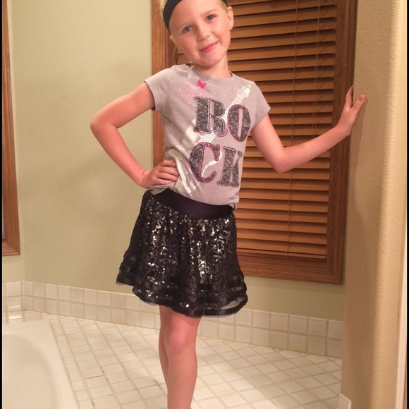 Girls Rock T & Sequin skirt