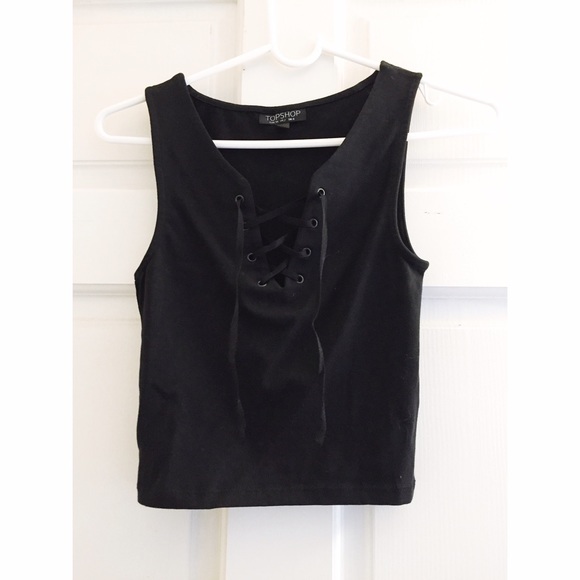 TOPSHOP lace up crop top