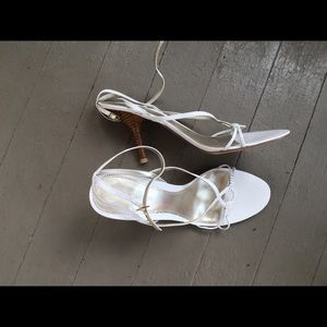 NEW White leather dressy heeled sandals