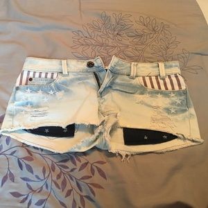 American Flag Jean Shorts
