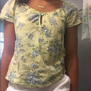 hollister yellow and blue blouse