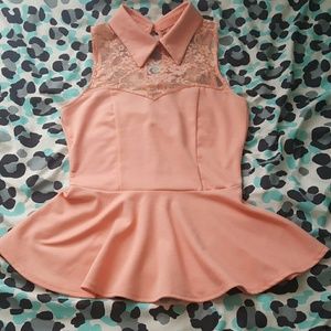 Coral peplum top