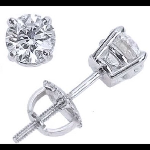 14k Solid White Gold Round Diamond Studs 0.25ct