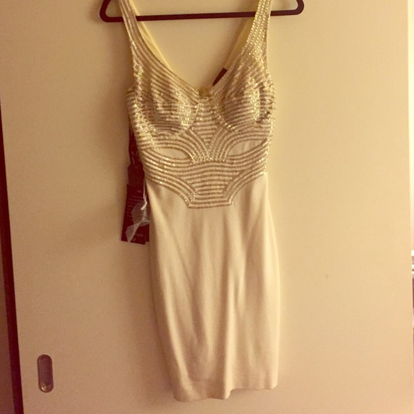 Frosty ponte embellished dress