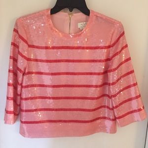 Kate Spade Pink Sequin Striped Top