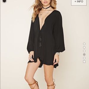 Black plunge front romper