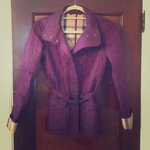 Burberry Purple Quilted Jacket with Belt