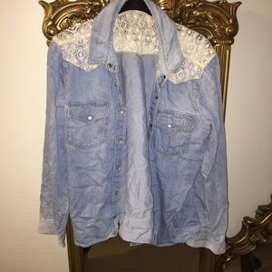Lace and Jean jacket button up