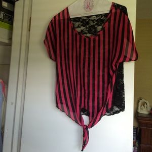 Striped black and pink blouse