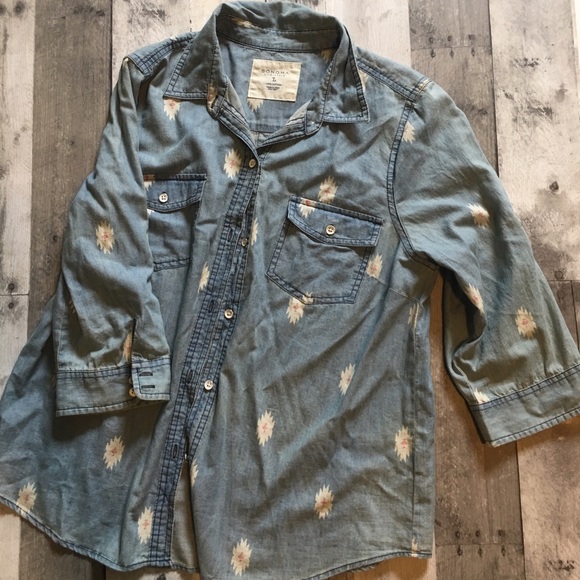 Tribal denim button up - Picture 1 of 2