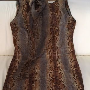 Snake skin print dress with chiffon scarf