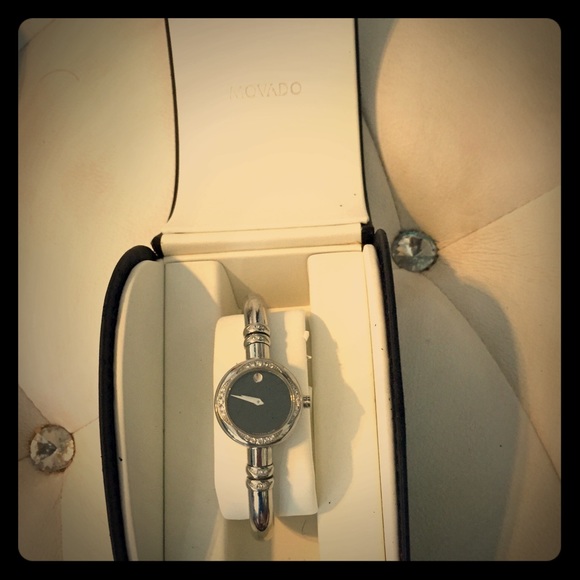 Women's Movado Bareleto Diamond Bangle watch.