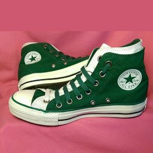 Green Double Laced Converse Chuck Taylor Hi Tops