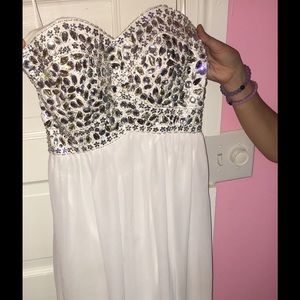 White full length prom dress