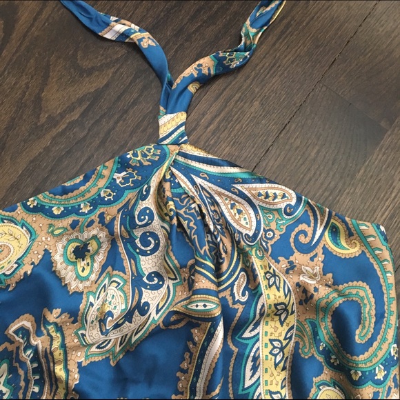 INC Silk Blue Paisley Halter Top - Picture 2 of 6