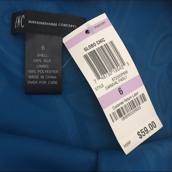 INC Silk Blue Paisley Halter Top - Picture 3 of 6