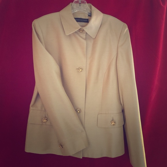 Dana Buchman Silk Gold Jacket , Jewel Buttons