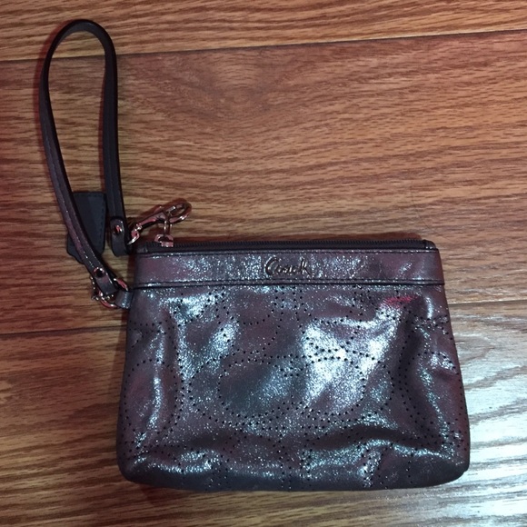 Shimmery Silver Coach Wristlet!