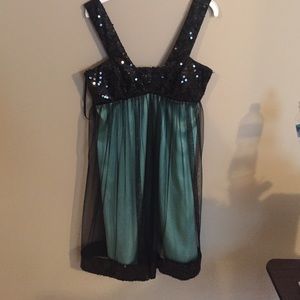 Sequin black and mint green dress