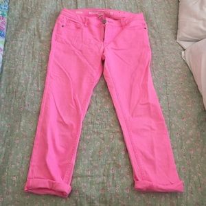 Bright pink jean pants