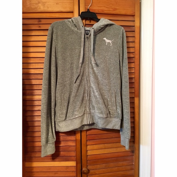 PINK Sparkle Heart Zip Up Sweatshirt