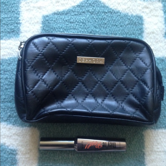 New Sephora Black Quilted Make-Up Bag