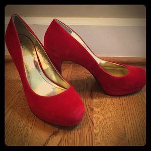 Velvet red heels