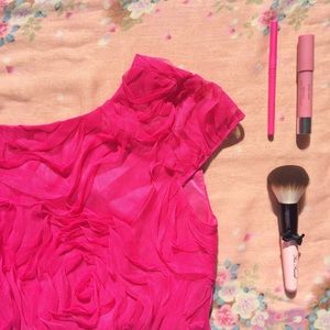 Pink rose ruffle dress