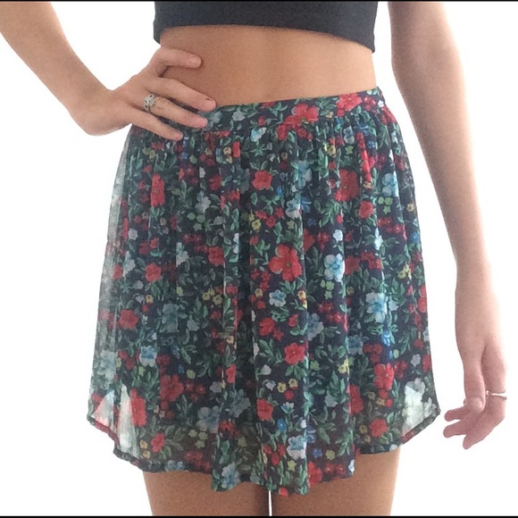 Hollister navy, floral skirt