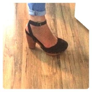 Suede Chunky Clog Heels