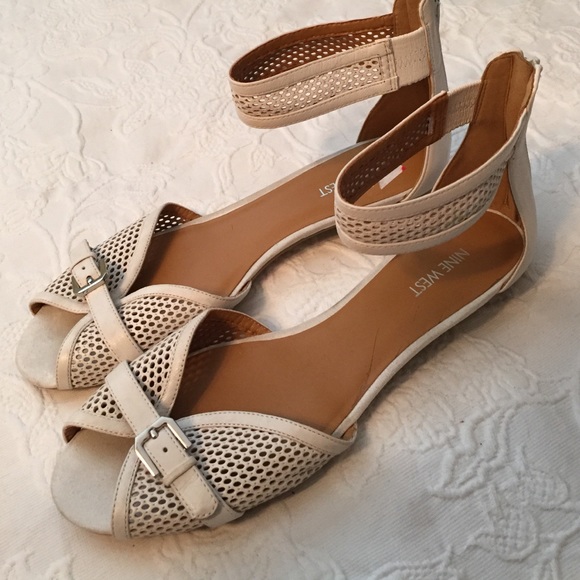 Clearance. White sandals with ankle straps flats