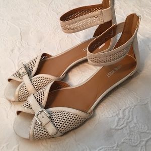 Clearance. White sandals with ankle straps flats