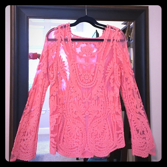 Pink lace long sleeve top