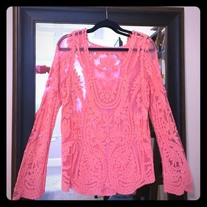 Pink lace long sleeve top