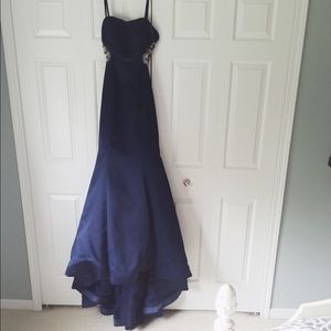 Sherri Hill Navy Satin Mermaid Gown Size 2