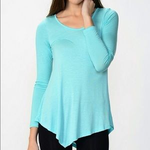 Mint green asymmetrical hem top
