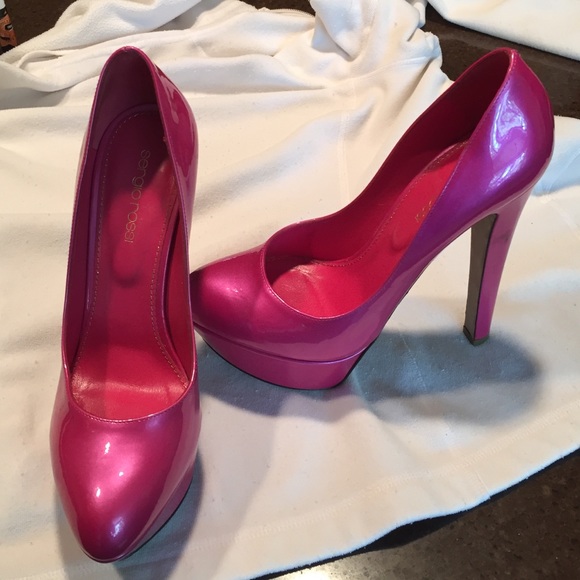 Hot pink platform heels