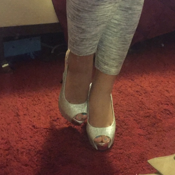 Silver Sling-Back Strap Heels
