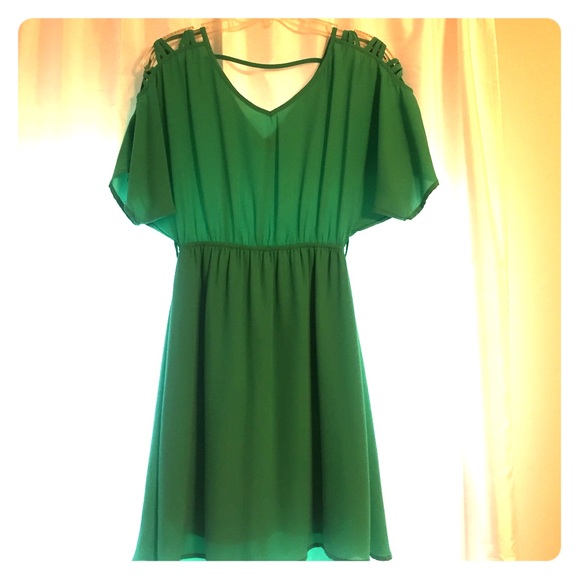 Green V-neck Mini Dress
