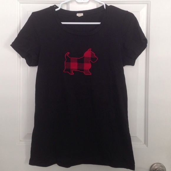 J. Crew | Black shirt w/ plaid dog design