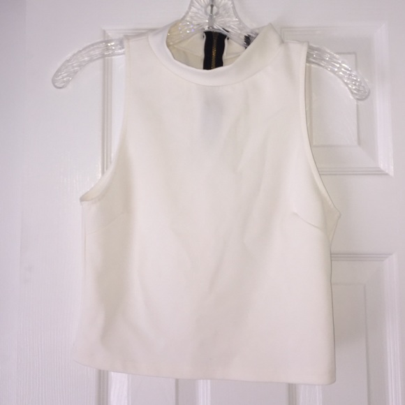 White Mock Neck Crop Top