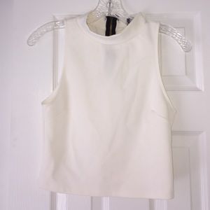 White Mock Neck Crop Top